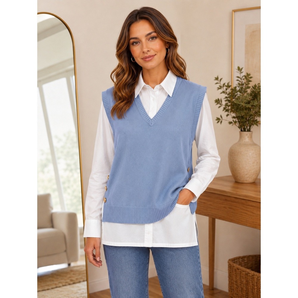 Belldini Womens 2 In 1 Layered Sweater Vest XL Old Money Academia Quiet Luxury